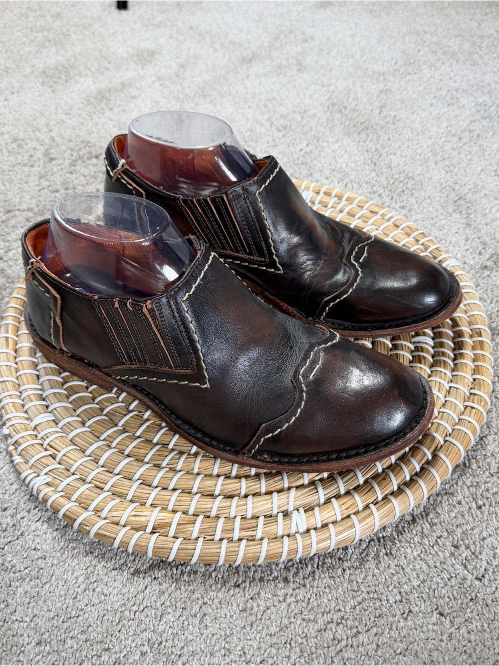 Bed|Stu Women’s Cobbler Series Slip On Shoes Leather in Dark Brown 8